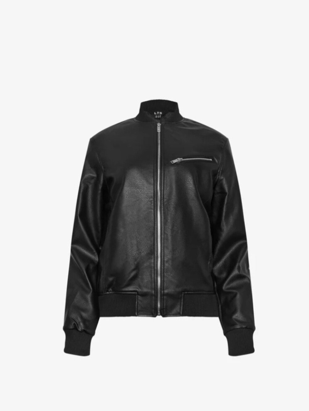 NWOT! Long Tall Sally Black Faux Leather Bomber Jacket - Sz 6 Tall
